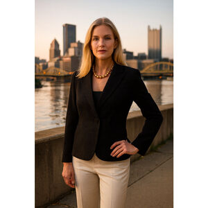 Woman's Black Jacket White Dots Size 14 White House Black Market